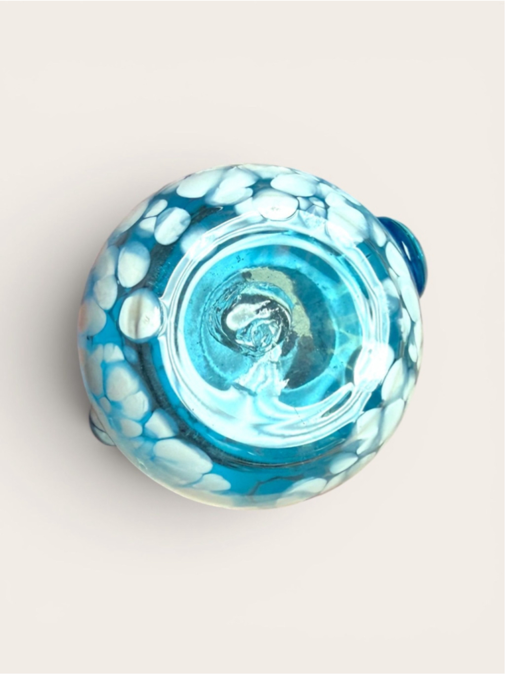 Hand Blown Aqua Blue Art Glass Creamer & Sugar Bowl Set | Studio Glass | Coastal - Picture 6 of 7